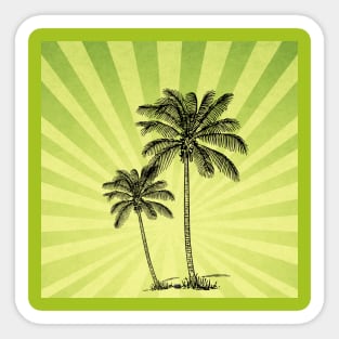 Vintage palm trees on lemon green Sticker